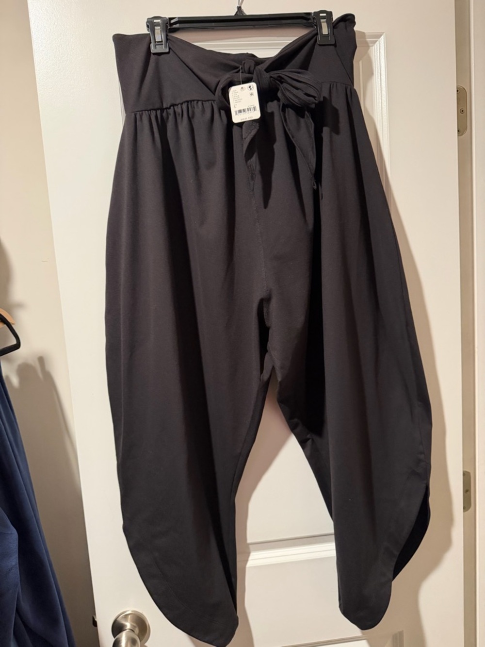 Free People Black Wide-Leg Tie-Waist Harem Pants 🔥 Size L - Picture 3 of 4